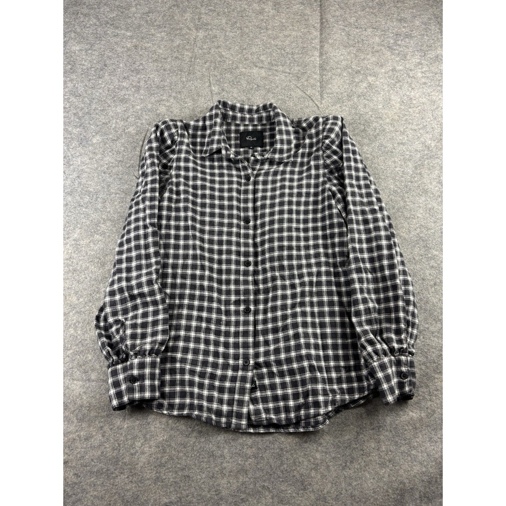 Rails Women's M Black White Flannel Plaid Button Front Shirt Granola Outdoorsy